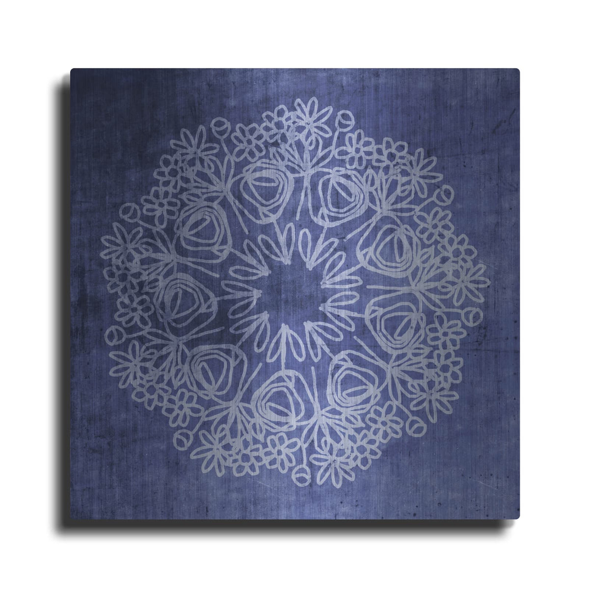 'Indigo Mandala' by Linda Woods – Metal Wall Art