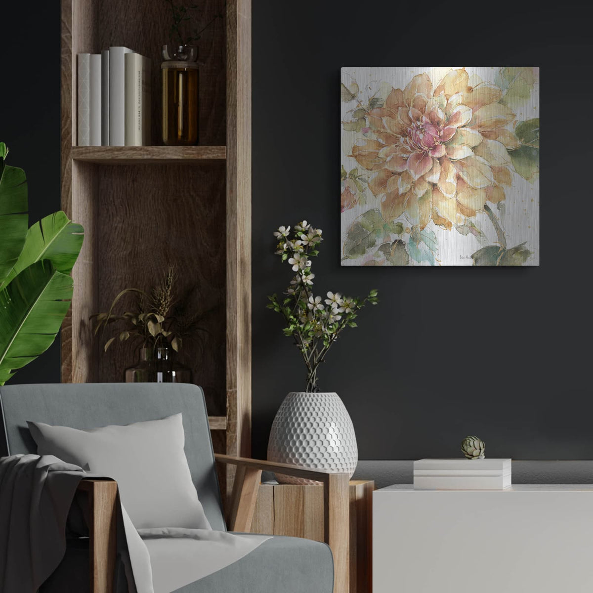 'Country Bloom V' by Lisa Audit – Metal Wall Art, 24x24 room view