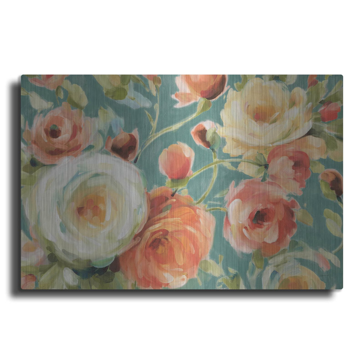 'Florabundance I in Teal' by Lisa Audit – Metal Wall Art