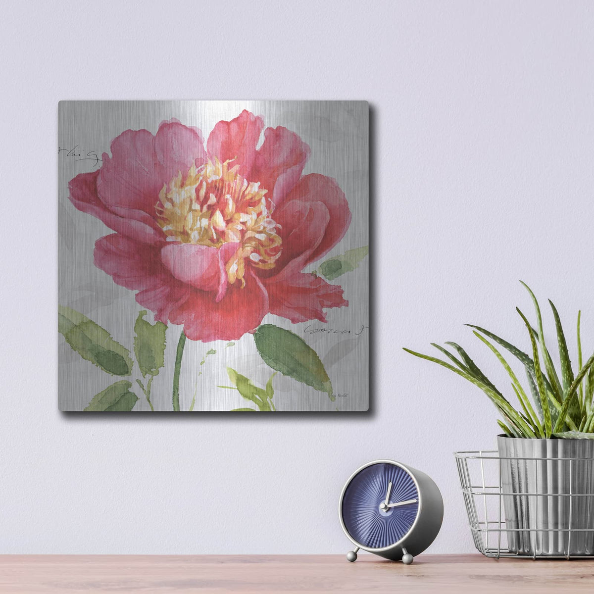 'Pink Garden II' by Lisa Audit – Metal Wall Art, 12x12 room view