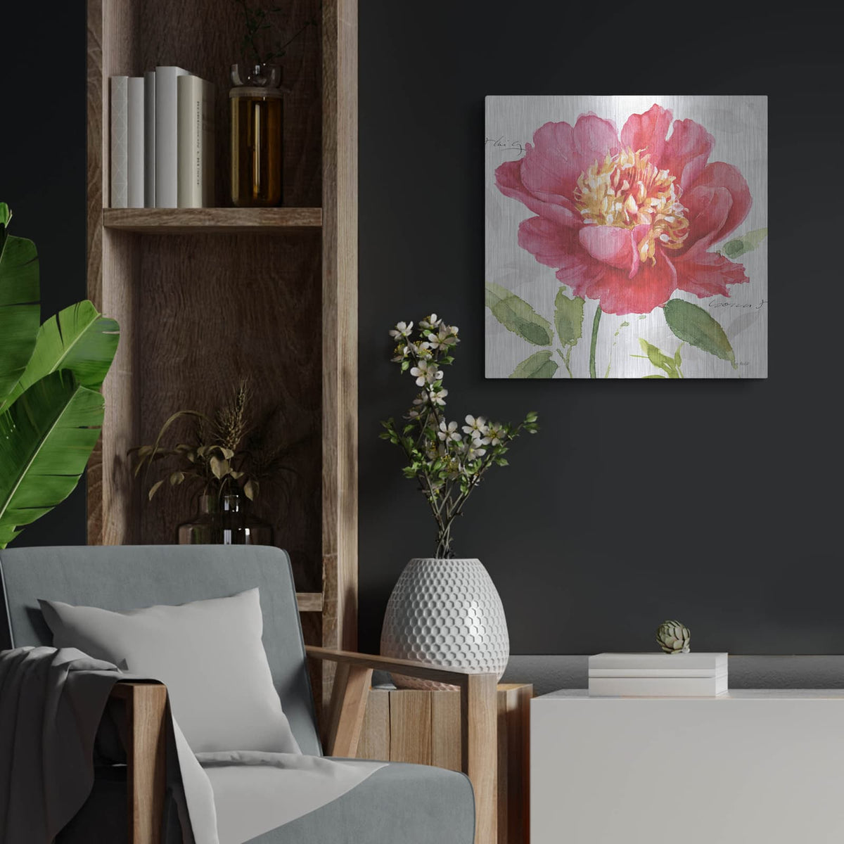 'Pink Garden II' by Lisa Audit – Metal Wall Art, 24x24 room view