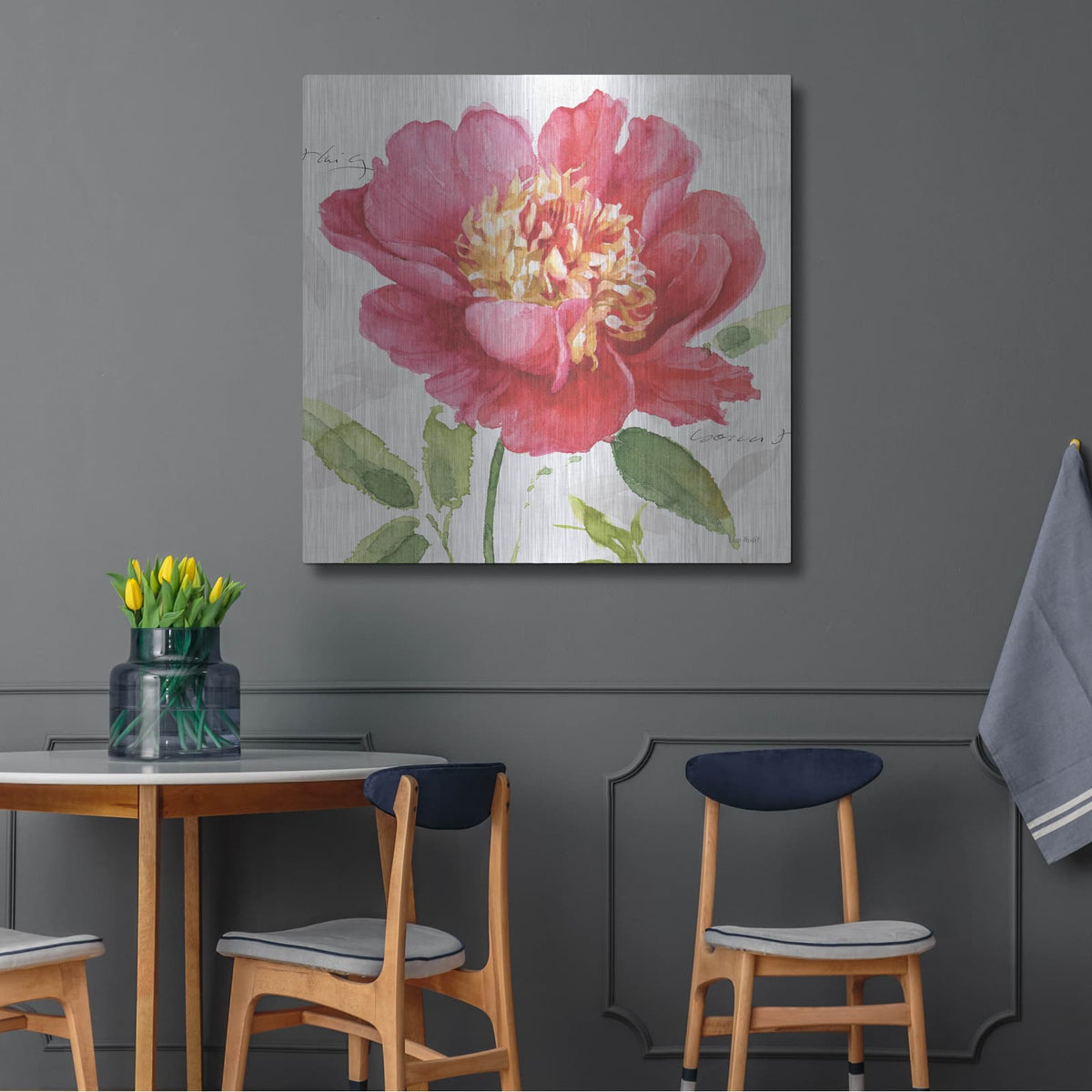'Pink Garden II' by Lisa Audit – Metal Wall Art, 36x36 room view