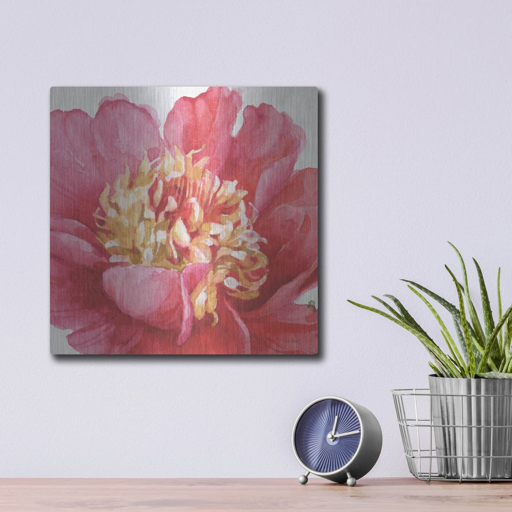 'Pink Garden V' by Lisa Audit – Metal Wall Art, 12x12 room view