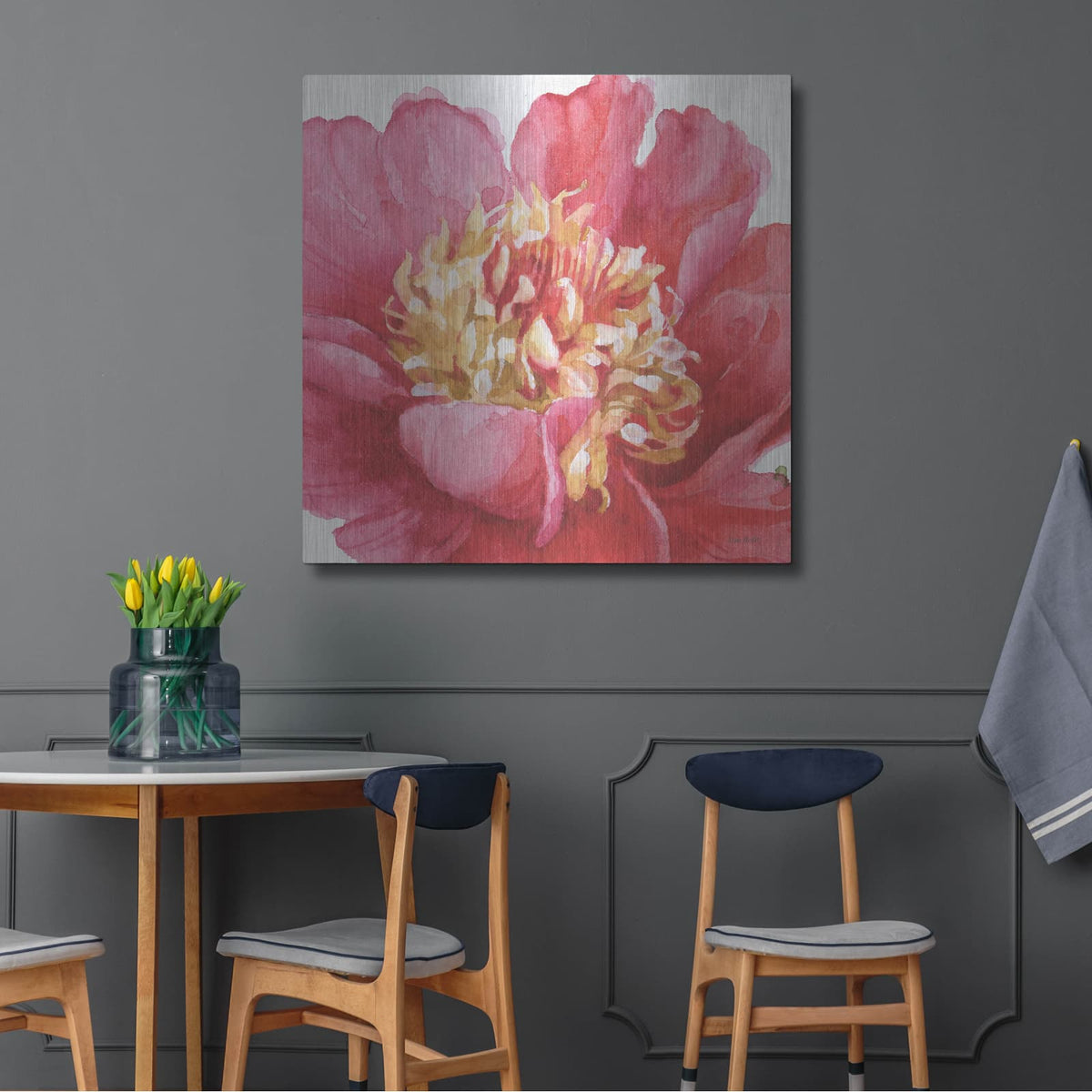 'Pink Garden V' by Lisa Audit – Metal Wall Art, 36x36 room view
