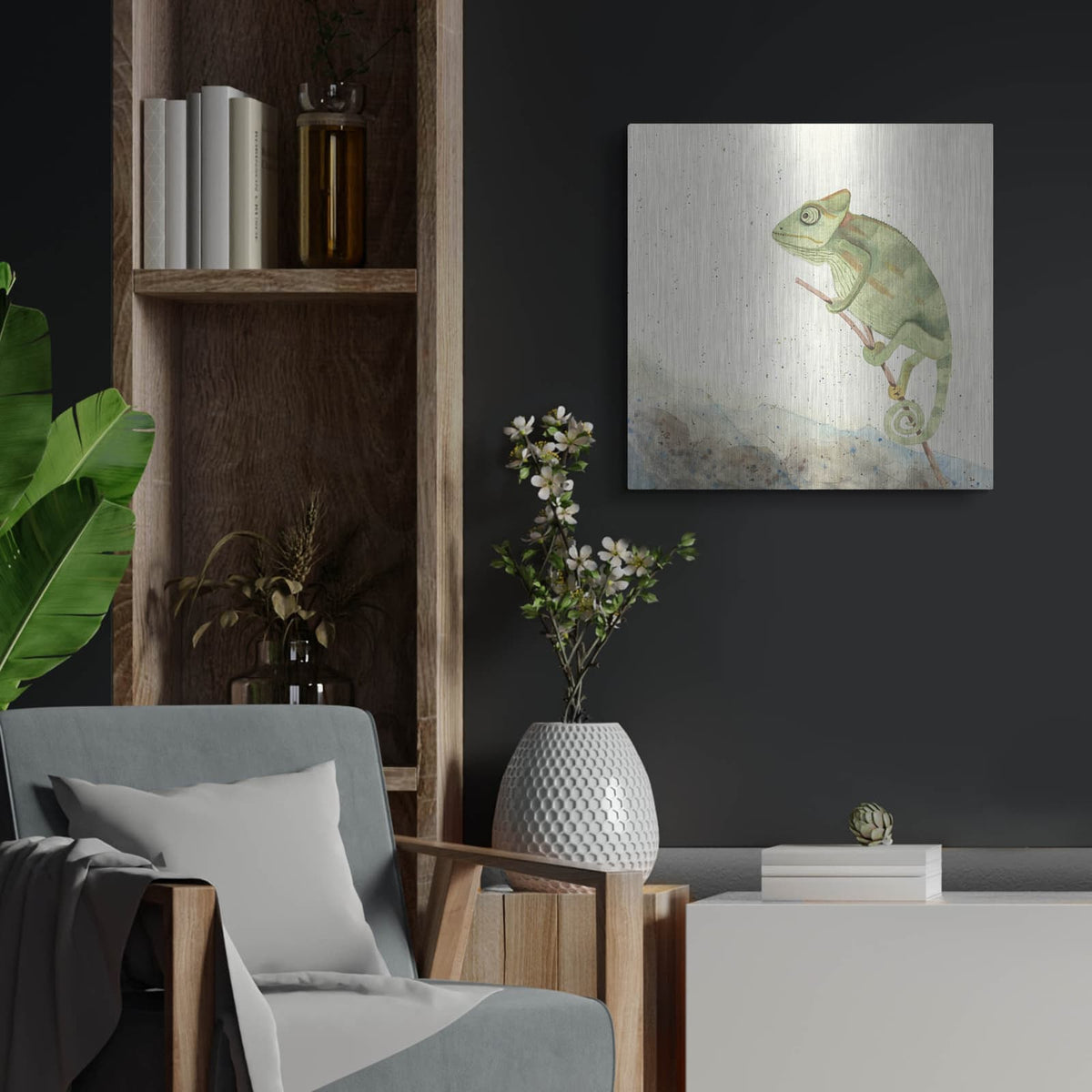 'Reptilian 4' by Alicia Ludwig – Metal Wall Art, 24x24 room view