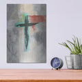 'Contemporary Cross III' by Linda Woods – Metal Wall Art, 12x16 room view