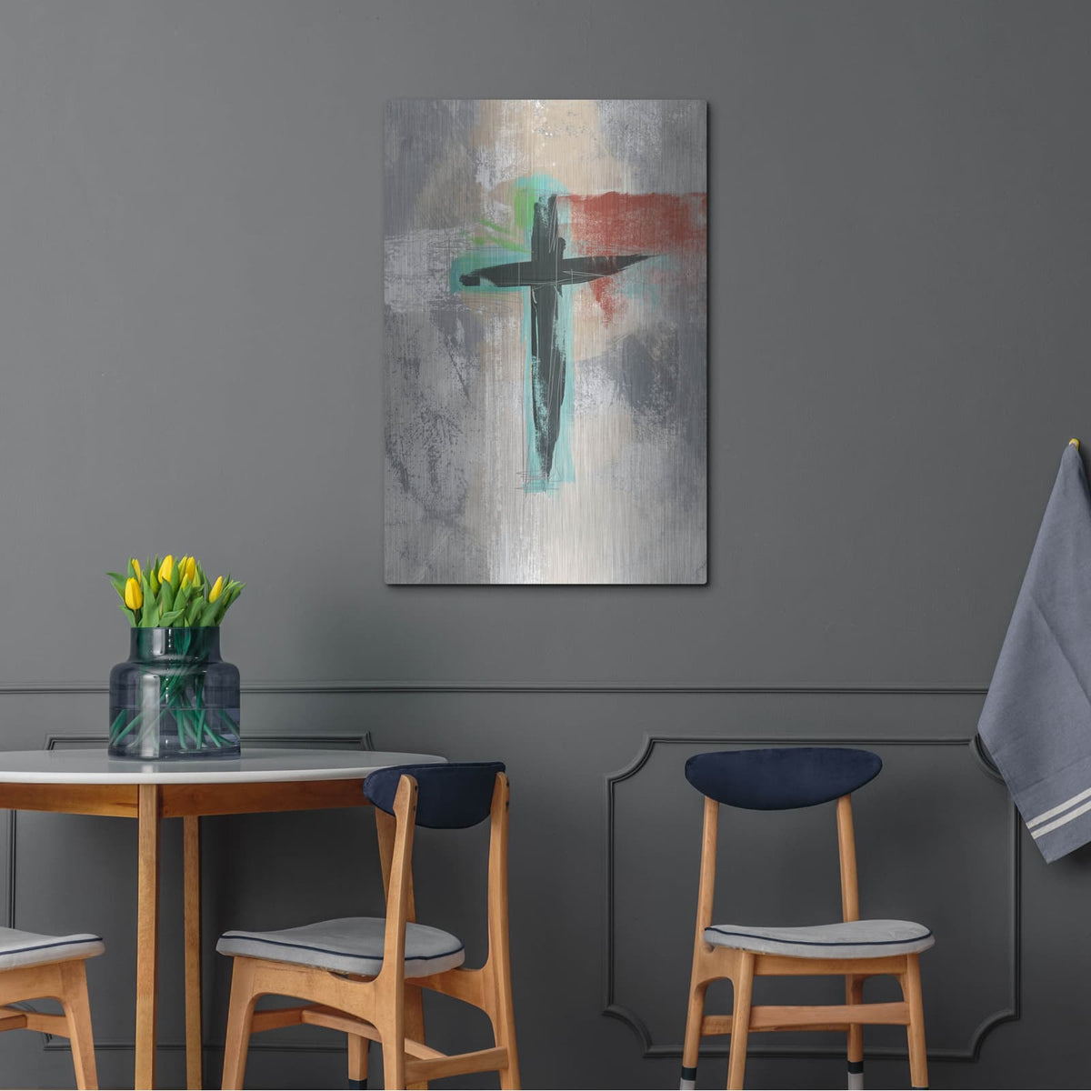 'Contemporary Cross III' by Linda Woods – Metal Wall Art, 24x36 room view
