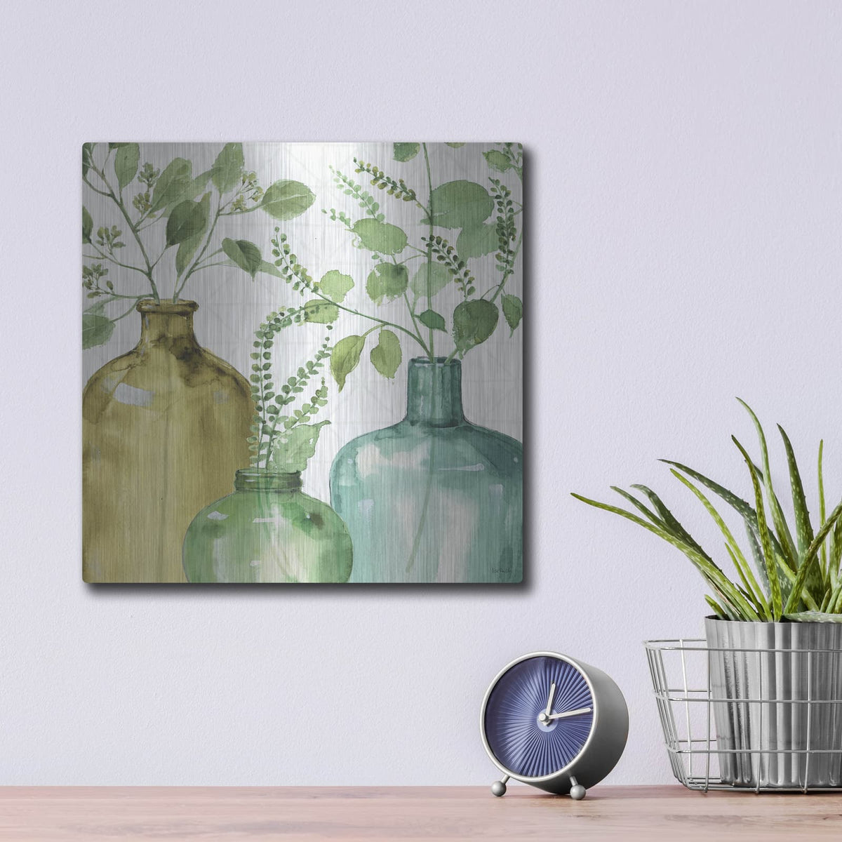 'Mixed Greens LV' by Lisa Audit – Metal Wall Art, 12x12 room view