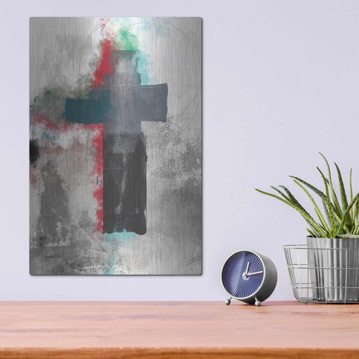'Contemporary Cross' by Linda Woods – Metal Wall Art, 12x16 room view