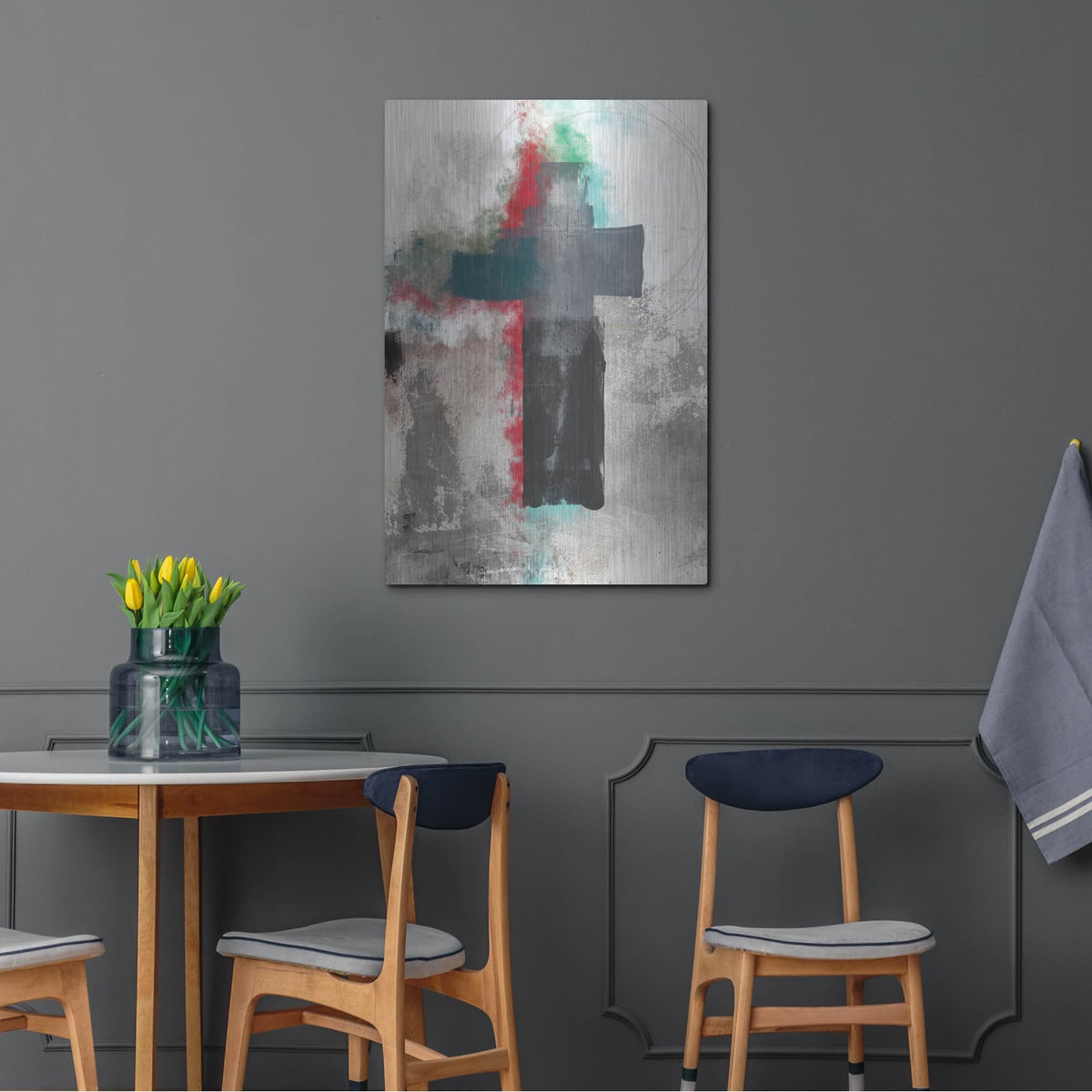 'Contemporary Cross' by Linda Woods – Metal Wall Art, 24x36 room view