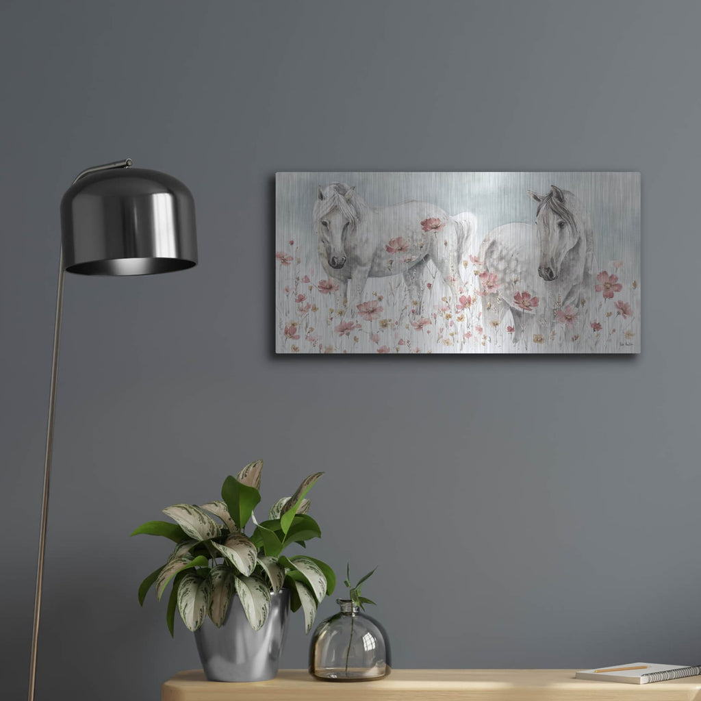 'Wild Horses III' by Lisa Audit – Metal Wall Art, 24x12 room view