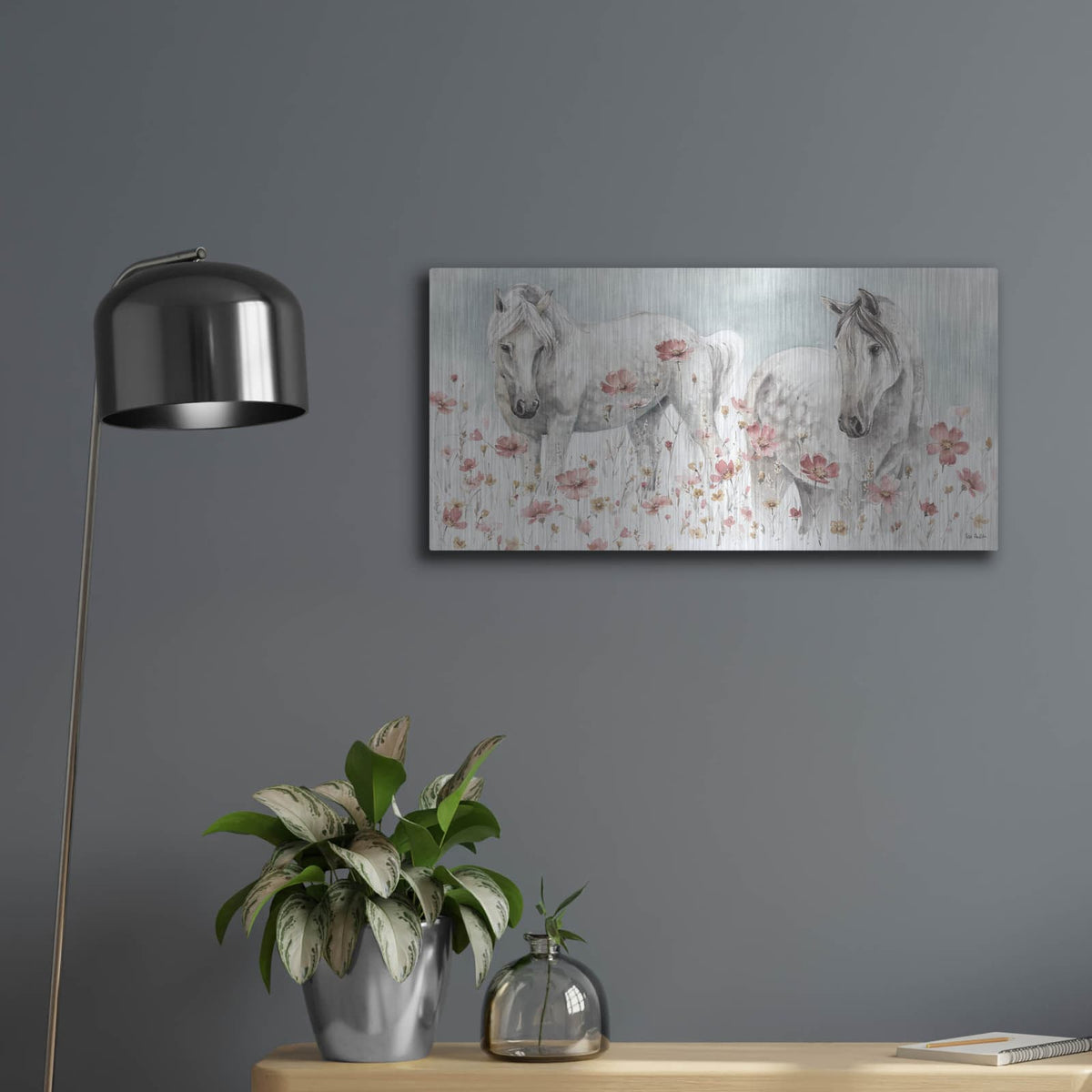 'Wild Horses III' by Lisa Audit – Metal Wall Art, 24x12 room view