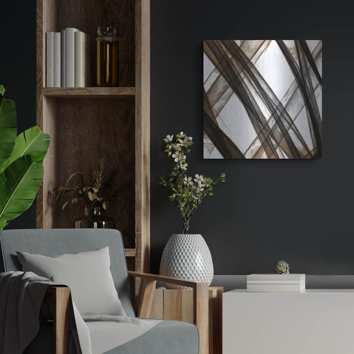 'Cross Ways 3' by Alonzo Saunders – Metal Wall Art, 24x24 room view
