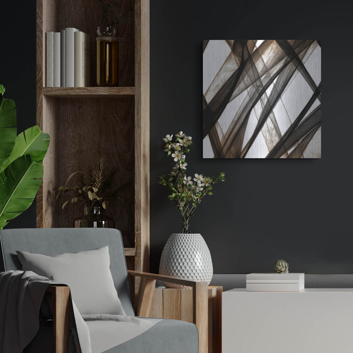 'Cross Ways 4' by Alonzo Saunders – Metal Wall Art, 24x24 room view