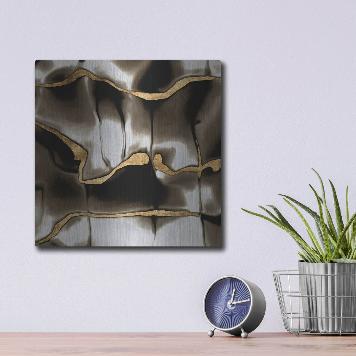 'Golden Shimmer 2' by Alonzo Saunders – Metal Wall Art, 12x12 room view