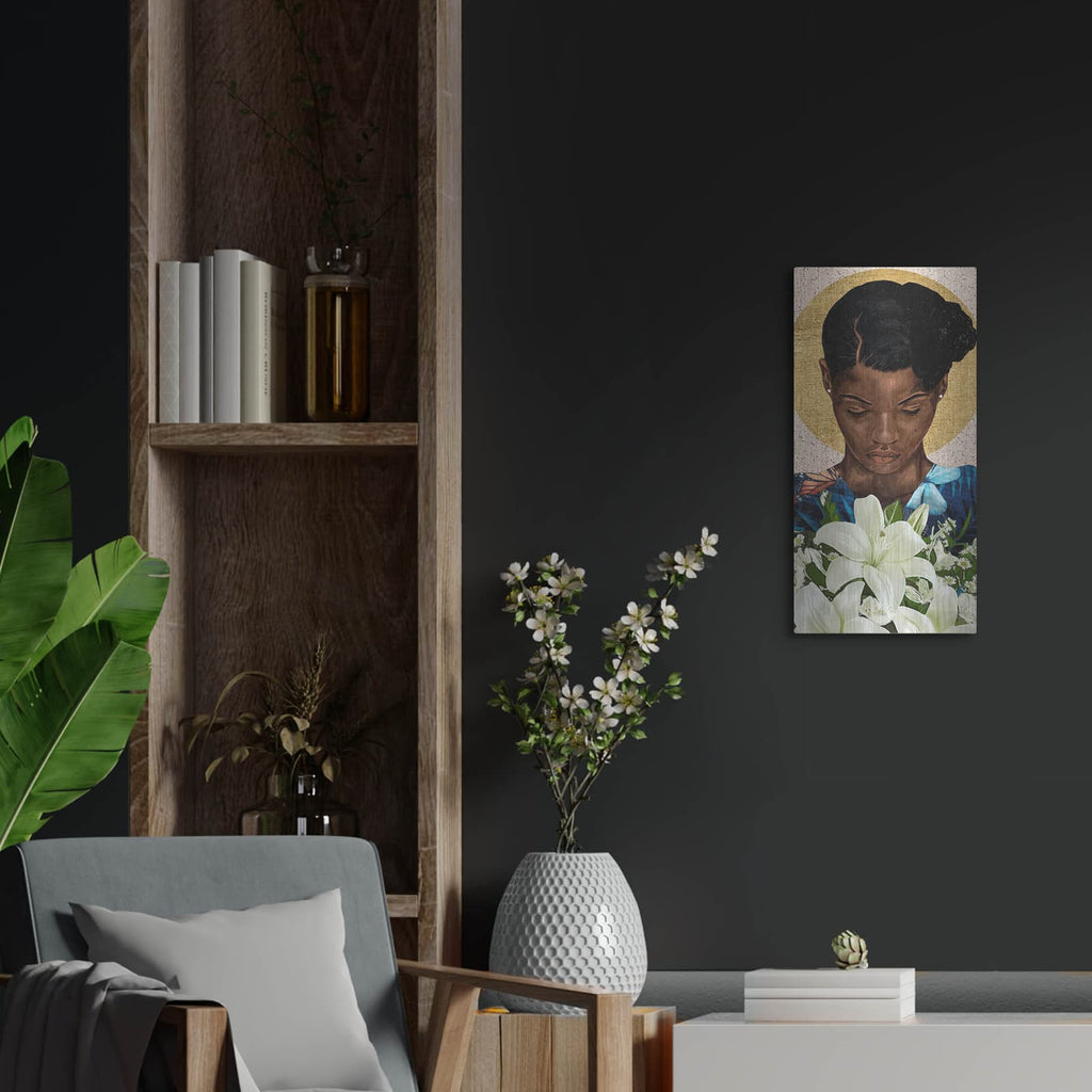 'Meditation 2' by Alonzo Saunders – Metal Wall Art, 12x24 room view