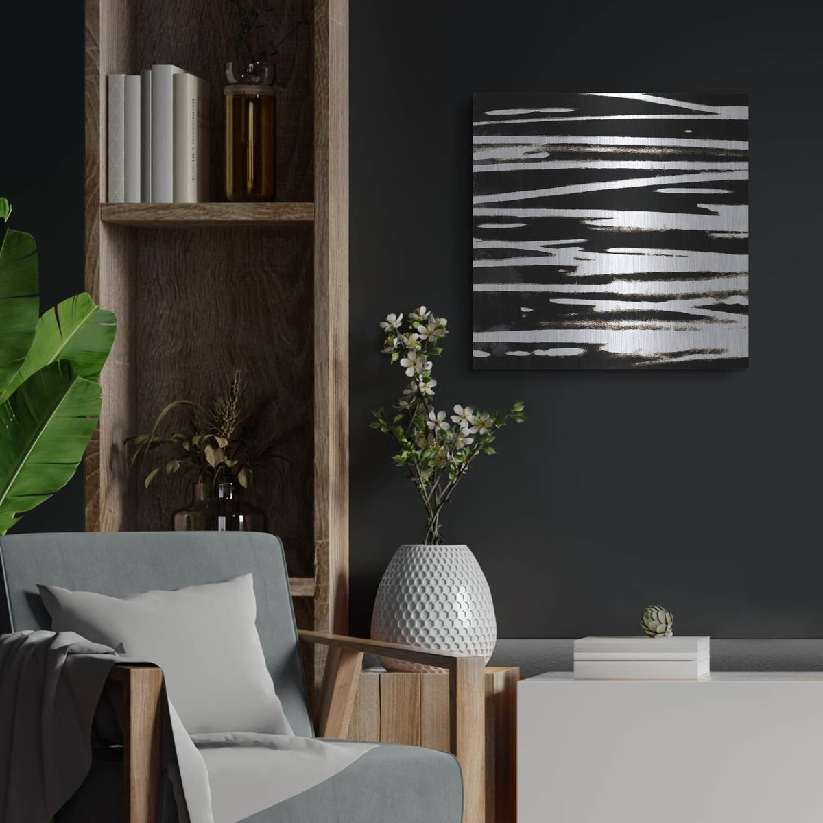 'Streaking Paths 3' by Alonzo Saunders – Metal Wall Art, 24x24 room view