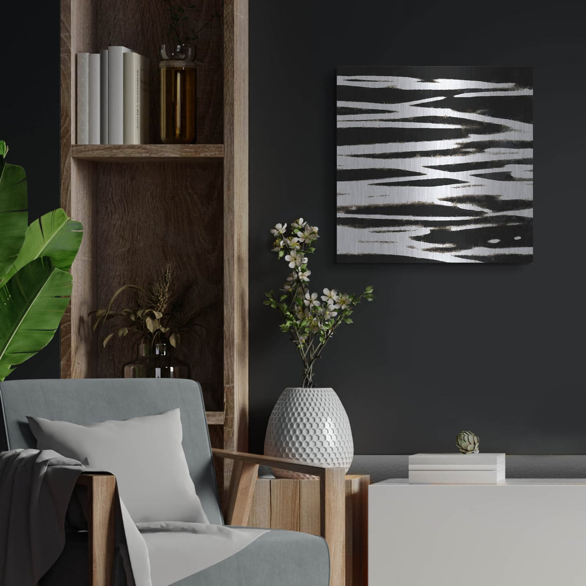 'Streaking Paths 4' by Alonzo Saunders – Metal Wall Art, 24x24 room view