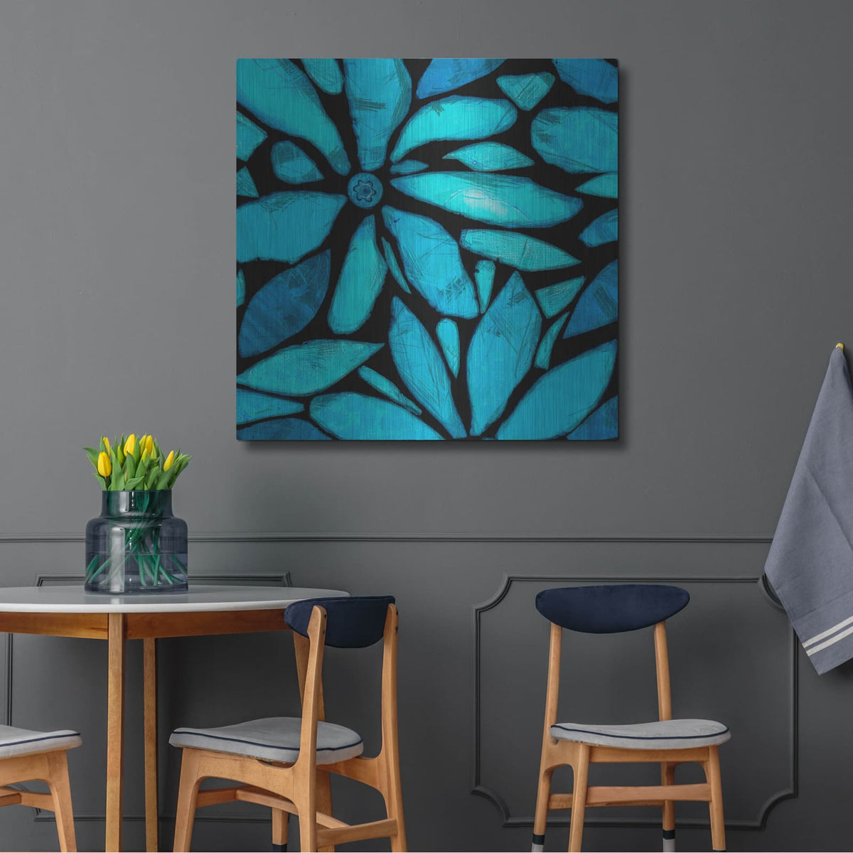 'Black And Blue 1' by Alonzo Saunders – Metal Wall Art, 36x36 room view