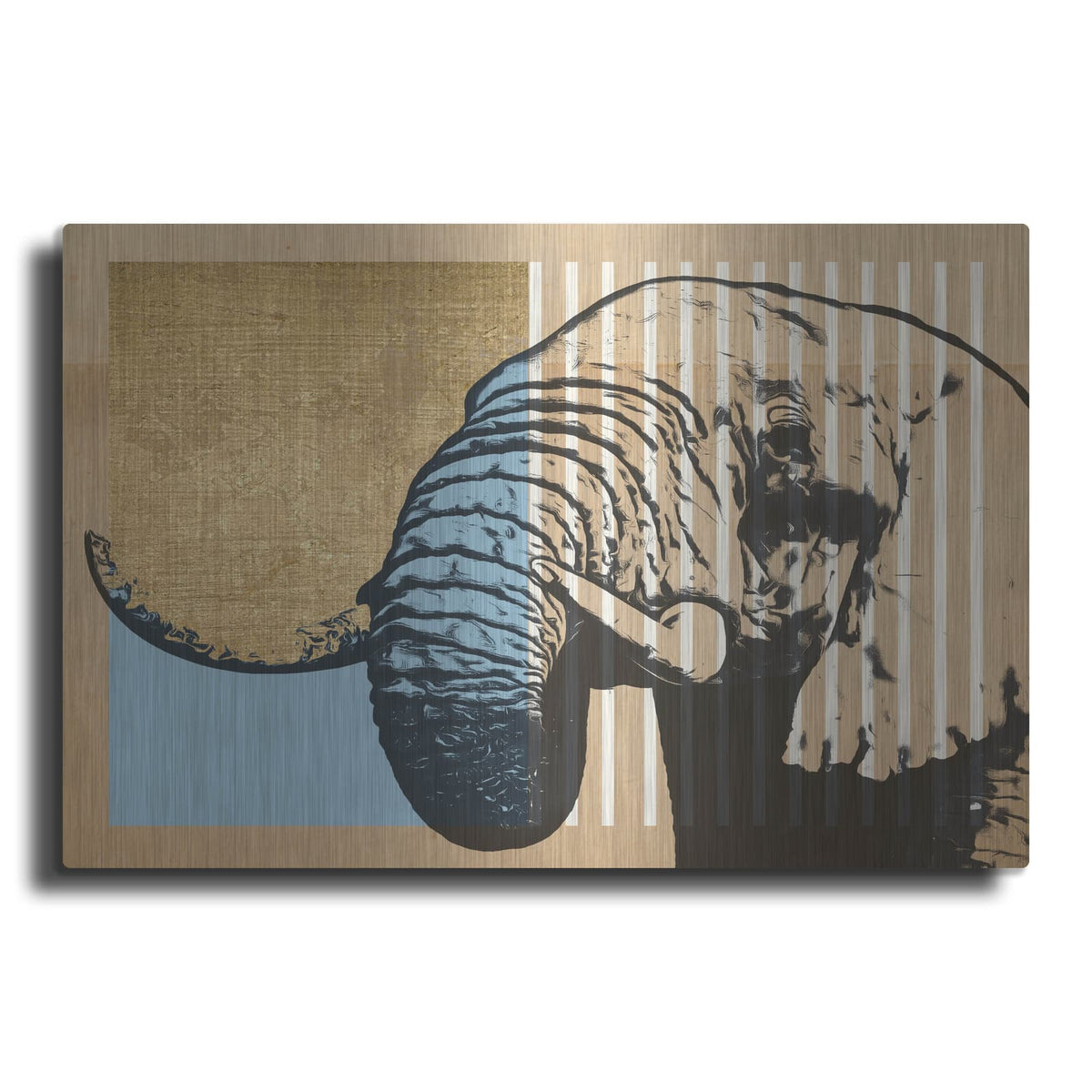 'Gold Geometric Elephant 2' by Alonzo Saunders – Metal Wall Art