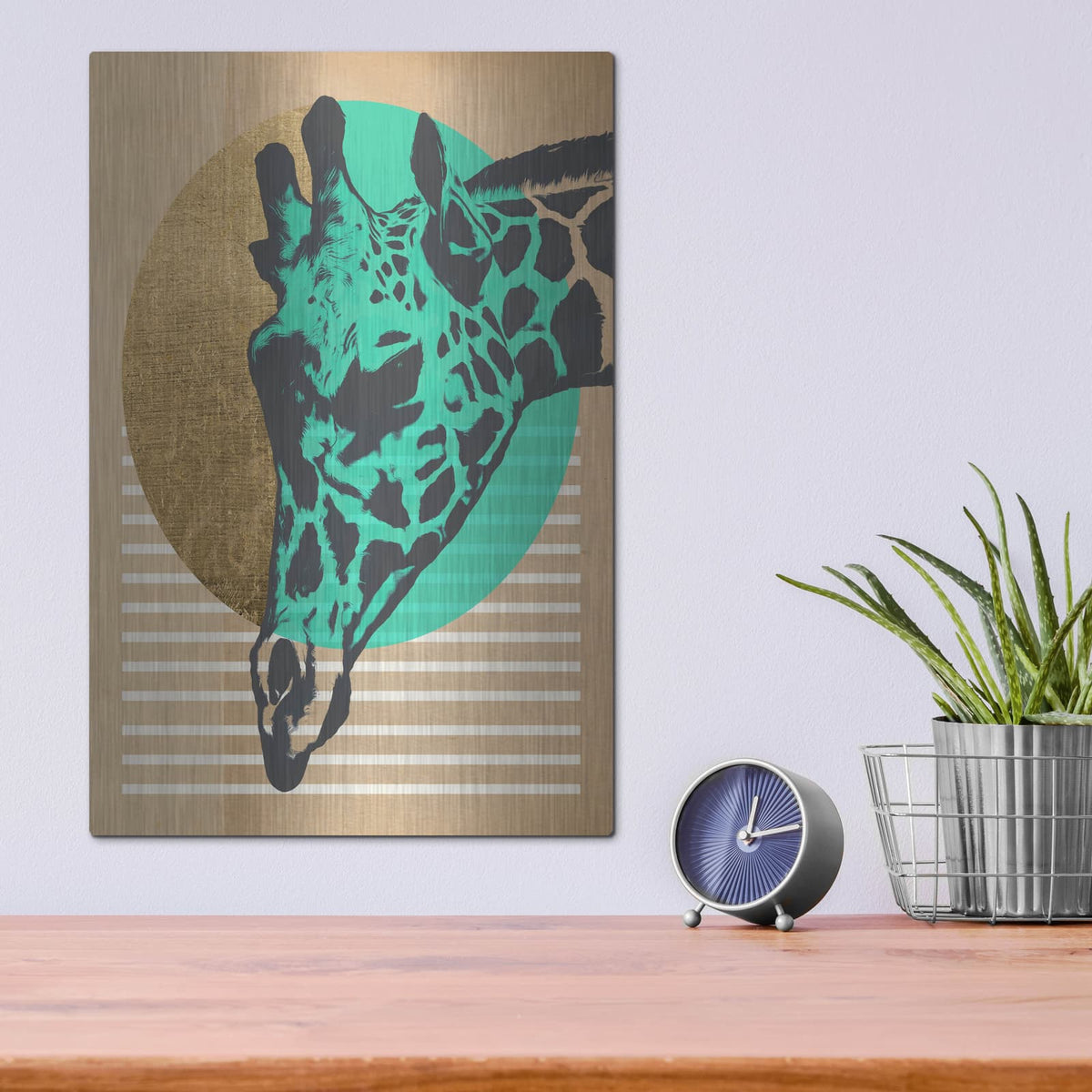 'Gold Geometric Giraffe 1' by Alonzo Saunders – Metal Wall Art, 12x16 room view