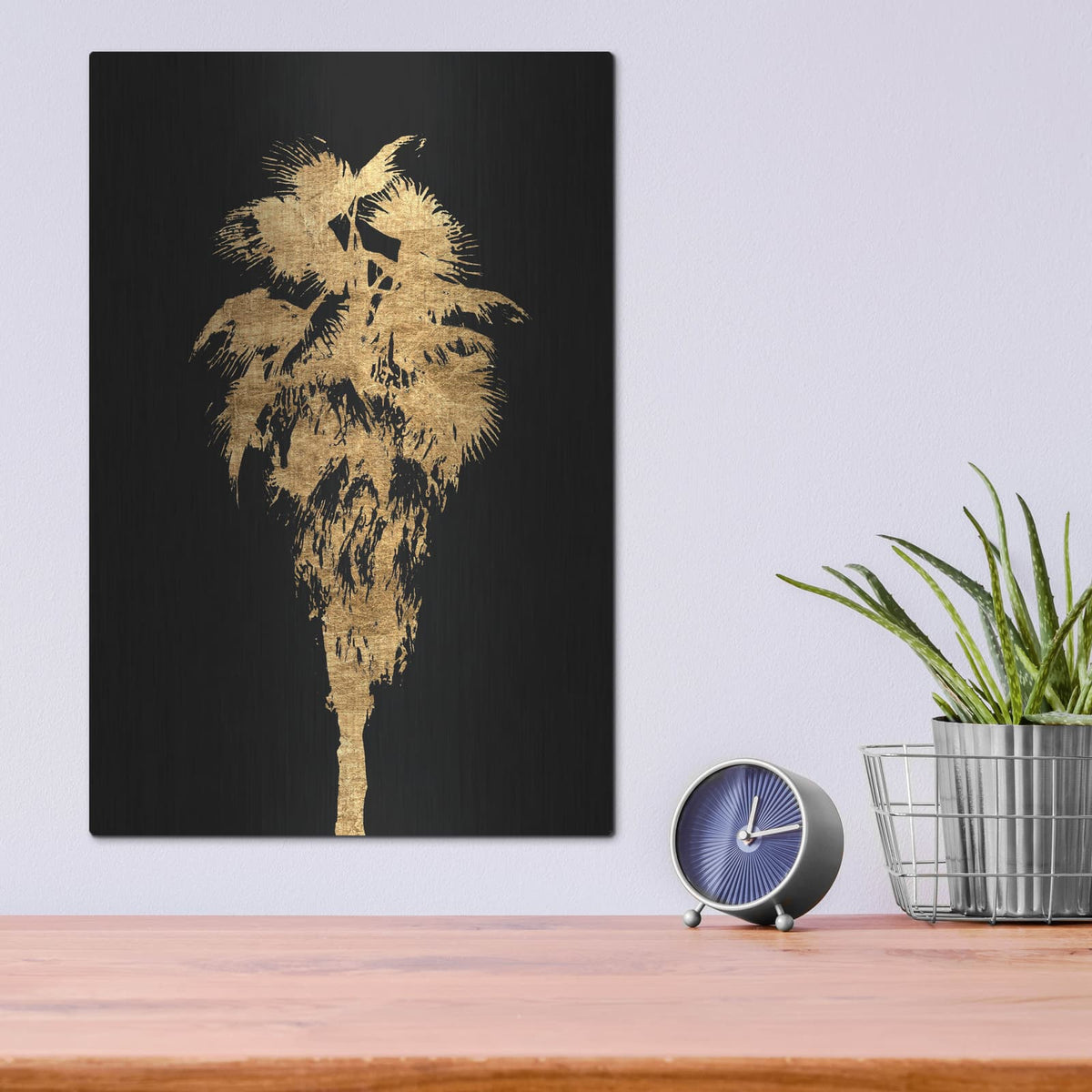 'Golden Palm Tree 1' by Alonzo Saunders – Metal Wall Art, 12x16 room view
