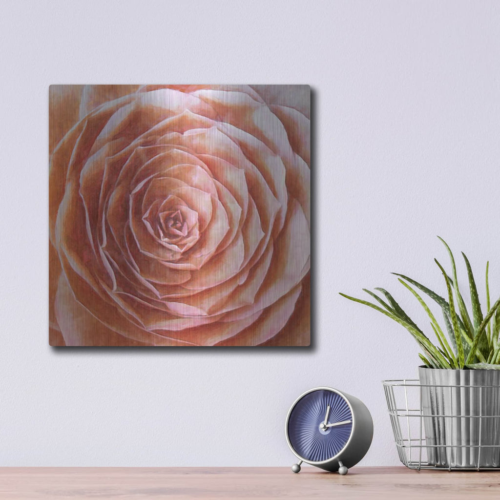 'Soft Wall Flower X3' by Alonzo Saunders – Metal Wall Art, 12x12 room view