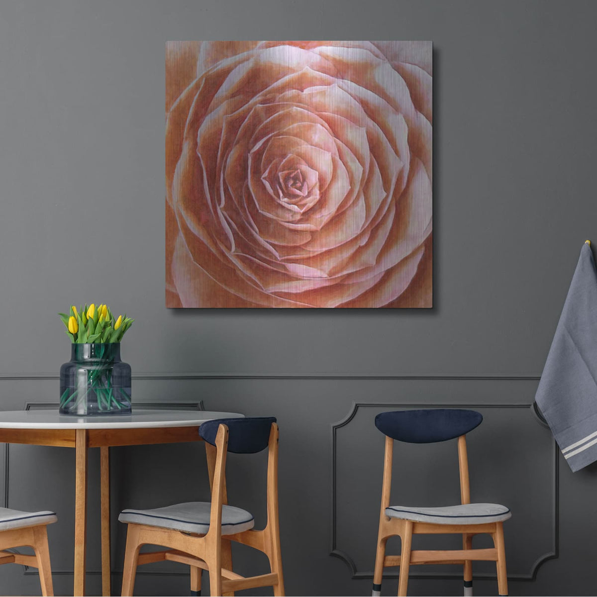 'Soft Wall Flower X3' by Alonzo Saunders – Metal Wall Art, 36x36 room view