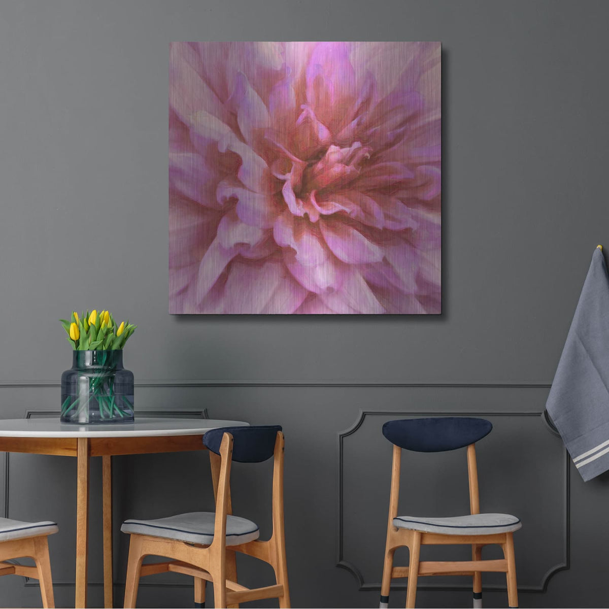 'Soft Wall Flower X' by Alonzo Saunders – Metal Wall Art, 36x36 room view