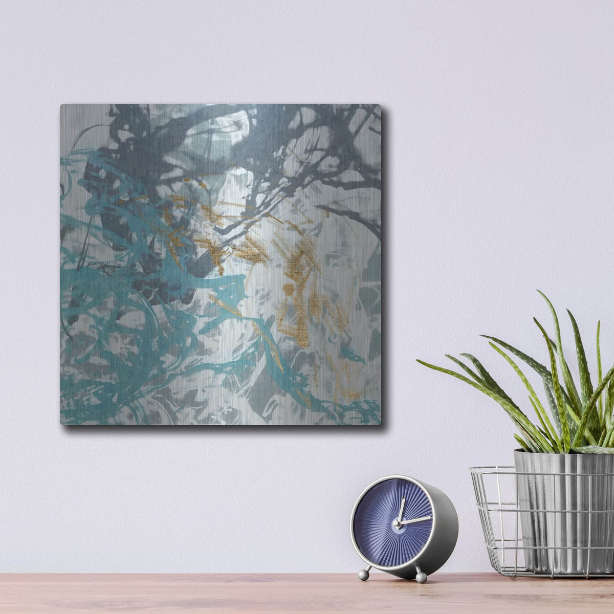 'Blue Sea Foam 2' by Alonzo Saunders – Metal Wall Art, 12x12 room view