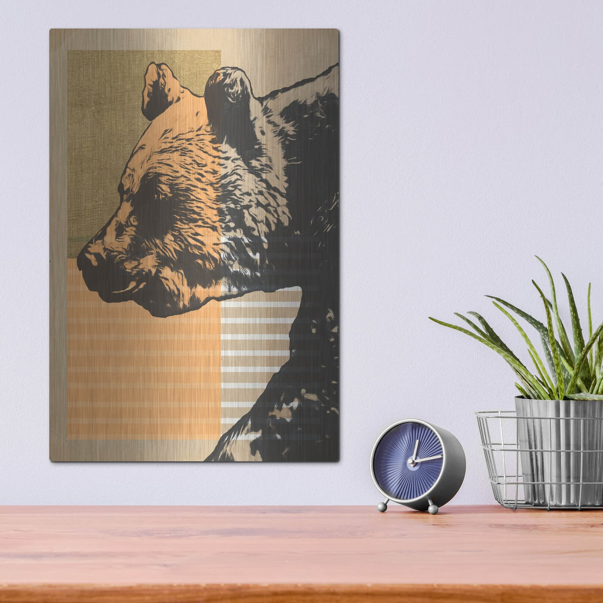 'Gold Geometric Bear 1' by Alonzo Saunders – Metal Wall Art, 12x16 room view