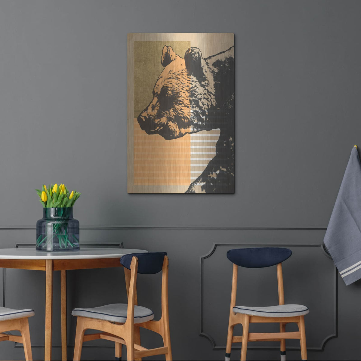 'Gold Geometric Bear 1' by Alonzo Saunders – Metal Wall Art, 24x36 room view