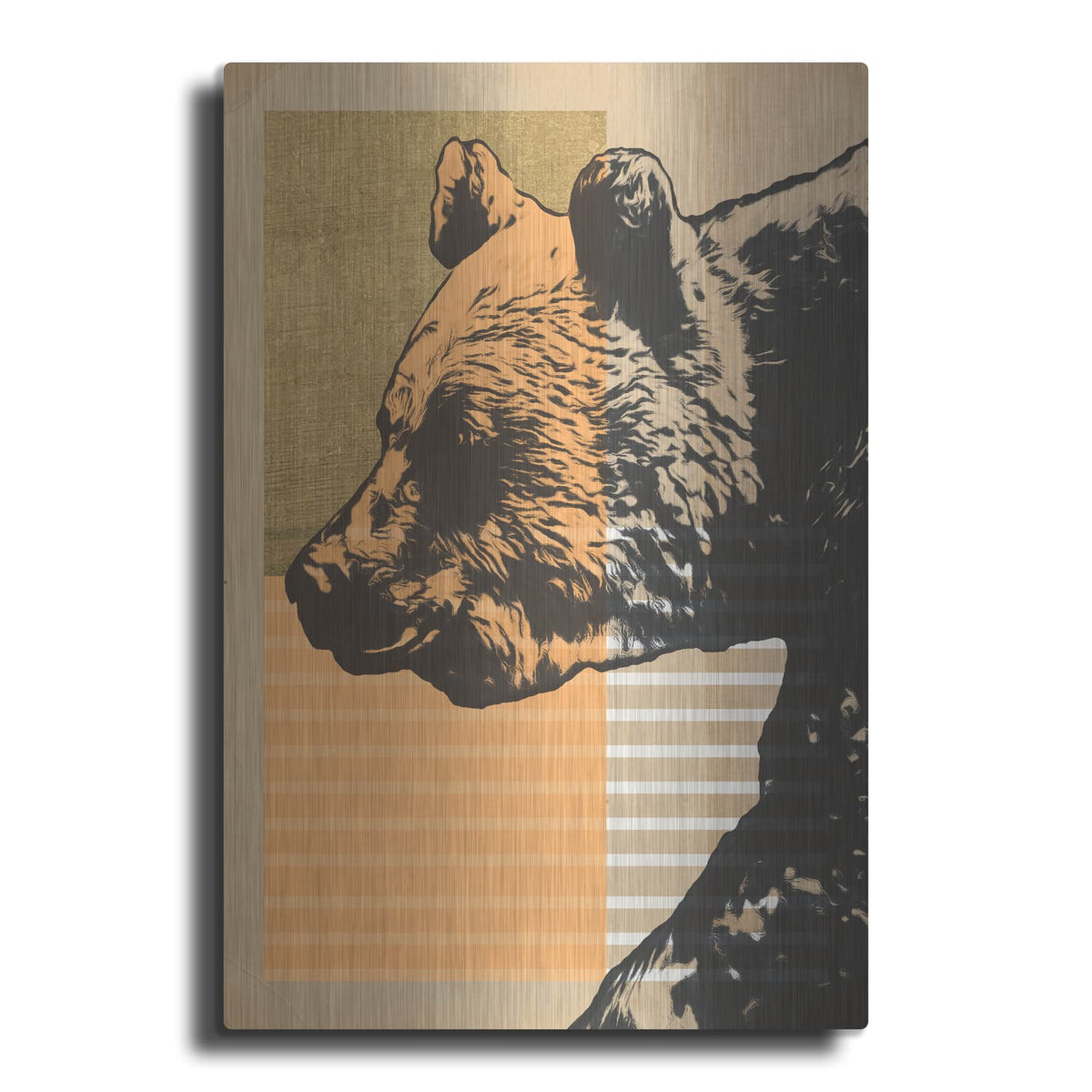 'Gold Geometric Bear 1' by Alonzo Saunders – Metal Wall Art