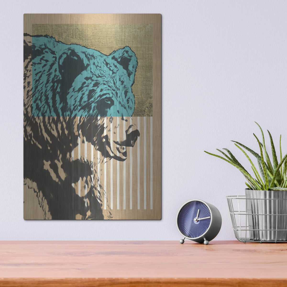 'Gold Geometric Bear 2' by Alonzo Saunders – Metal Wall Art, 12x16 room view