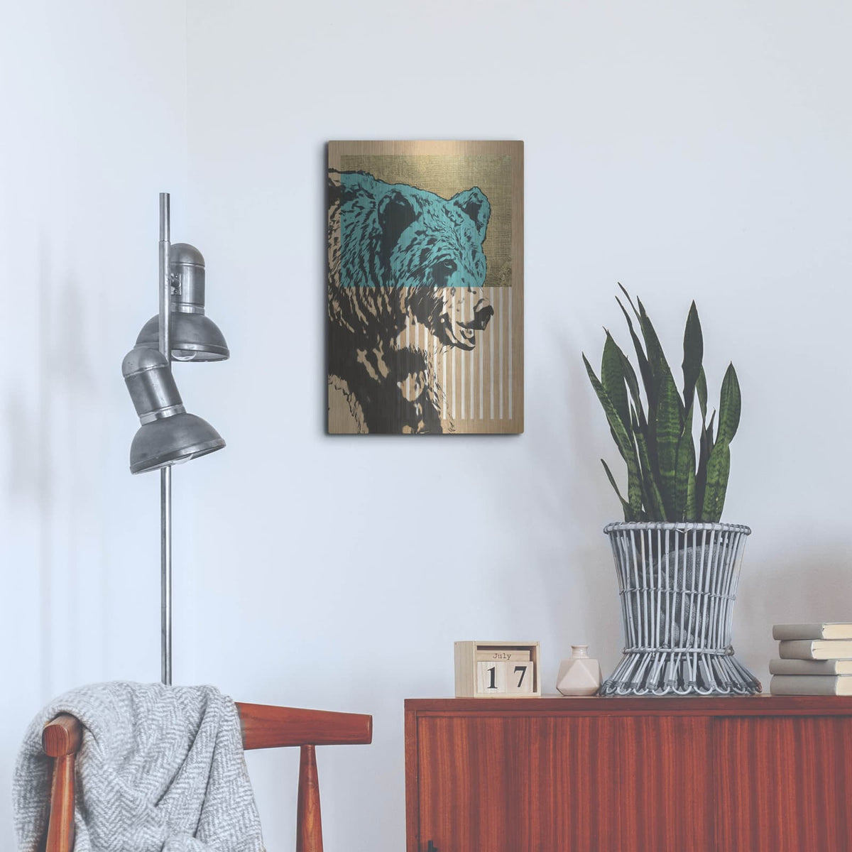 'Gold Geometric Bear 2' by Alonzo Saunders – Metal Wall Art, 16x24 room view