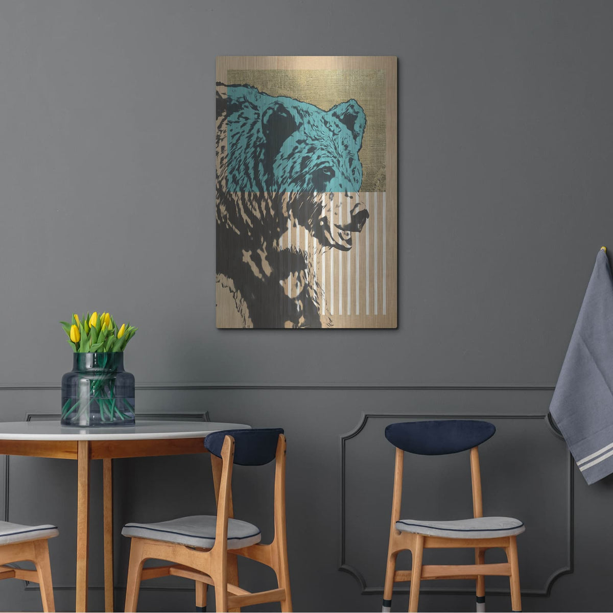 'Gold Geometric Bear 2' by Alonzo Saunders – Metal Wall Art, 24x36 room view