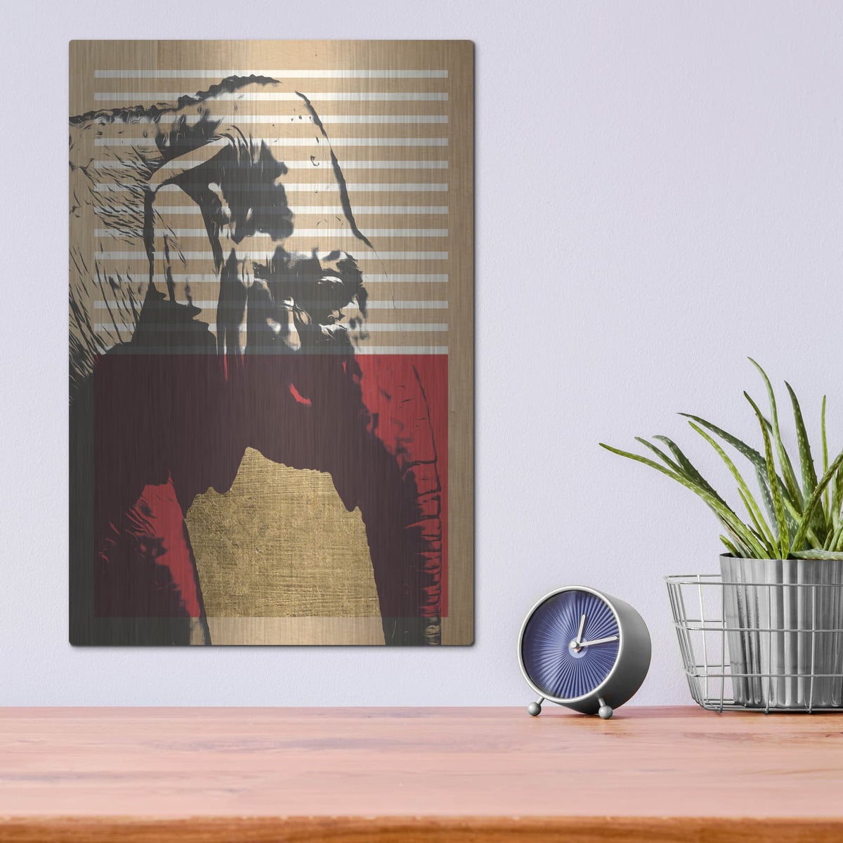 'Gold Geometric Elephant 1' by Alonzo Saunders – Metal Wall Art, 12x16 room view