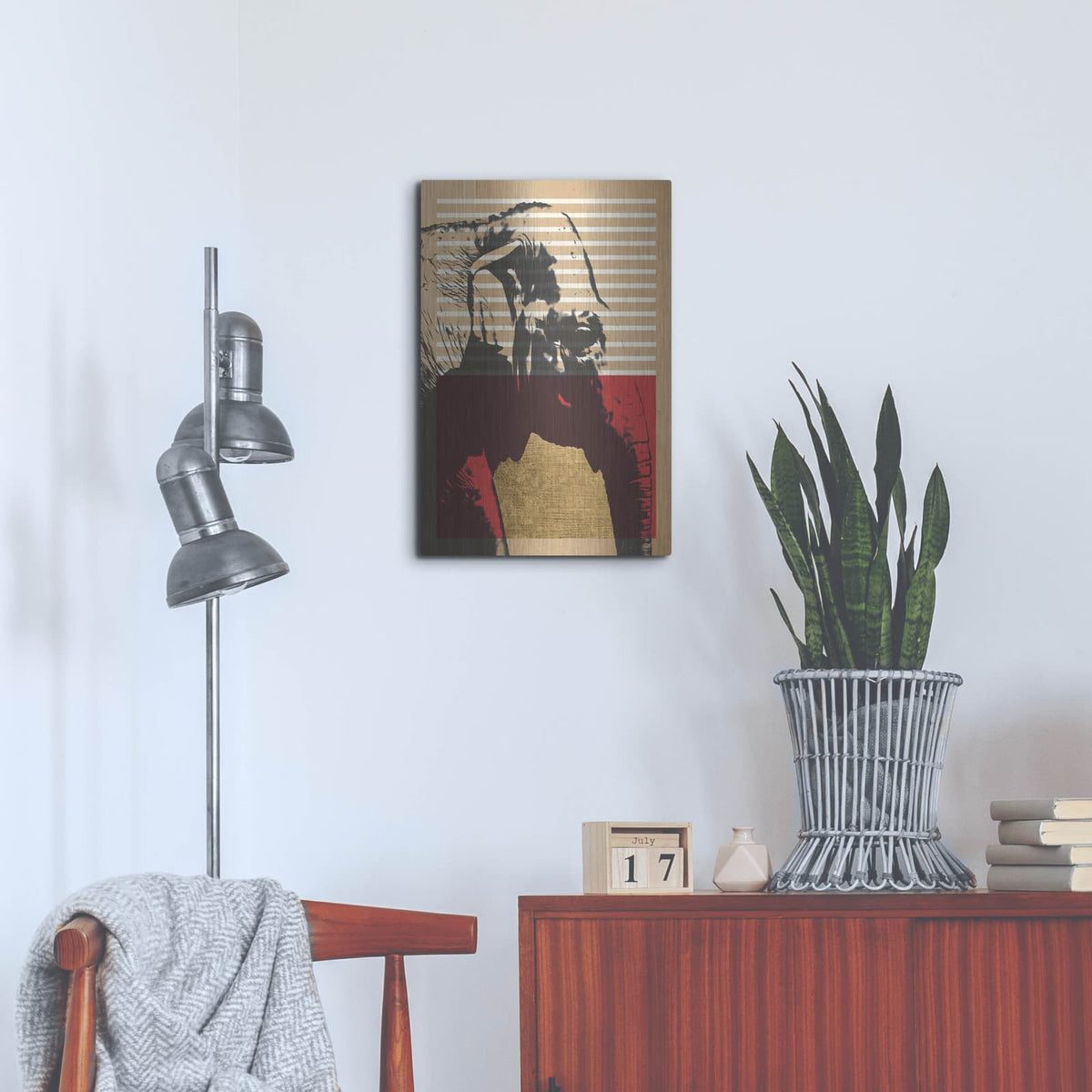 'Gold Geometric Elephant 1' by Alonzo Saunders – Metal Wall Art, 16x24 room view