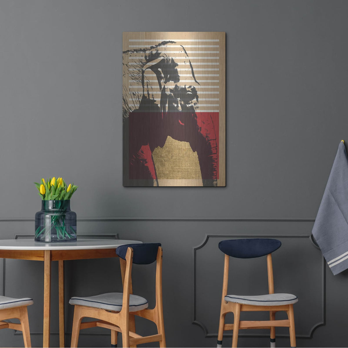 'Gold Geometric Elephant 1' by Alonzo Saunders – Metal Wall Art, 24x36 room view