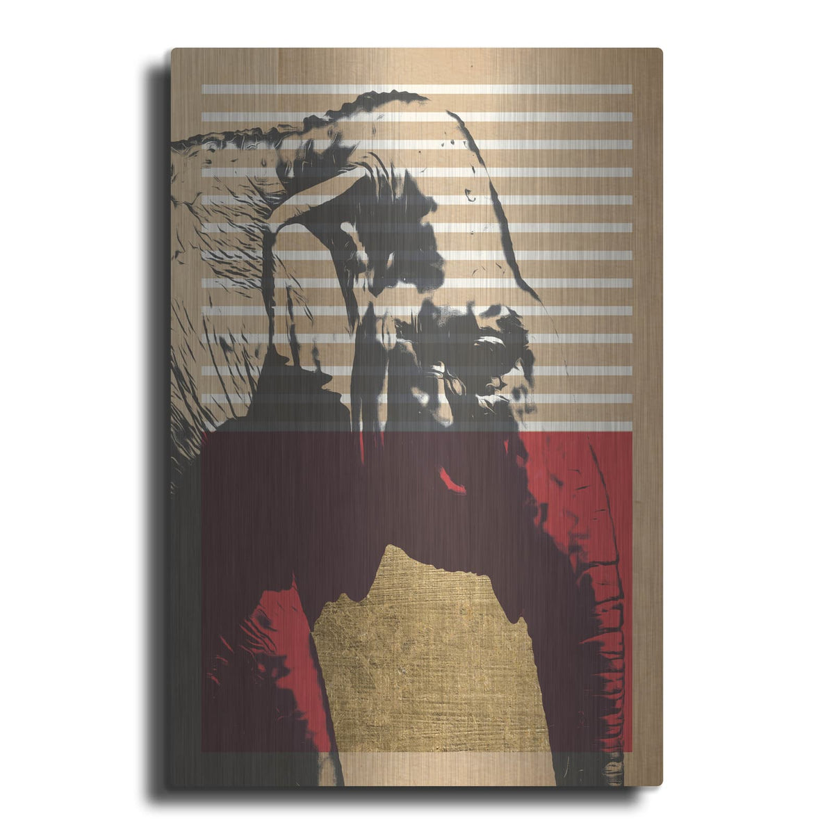 'Gold Geometric Elephant 1' by Alonzo Saunders – Metal Wall Art