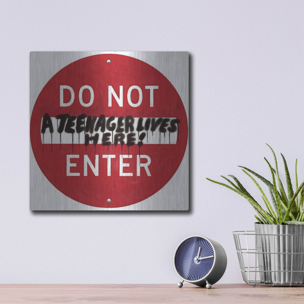 'Graffiti Sign 7' by Alonzo Saunders – Metal Wall Art, 12x12 room view