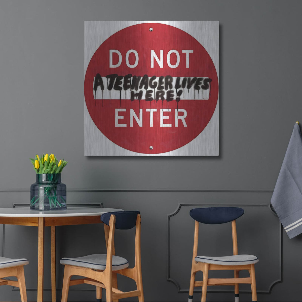 'Graffiti Sign 7' by Alonzo Saunders – Metal Wall Art, 36x36 room view
