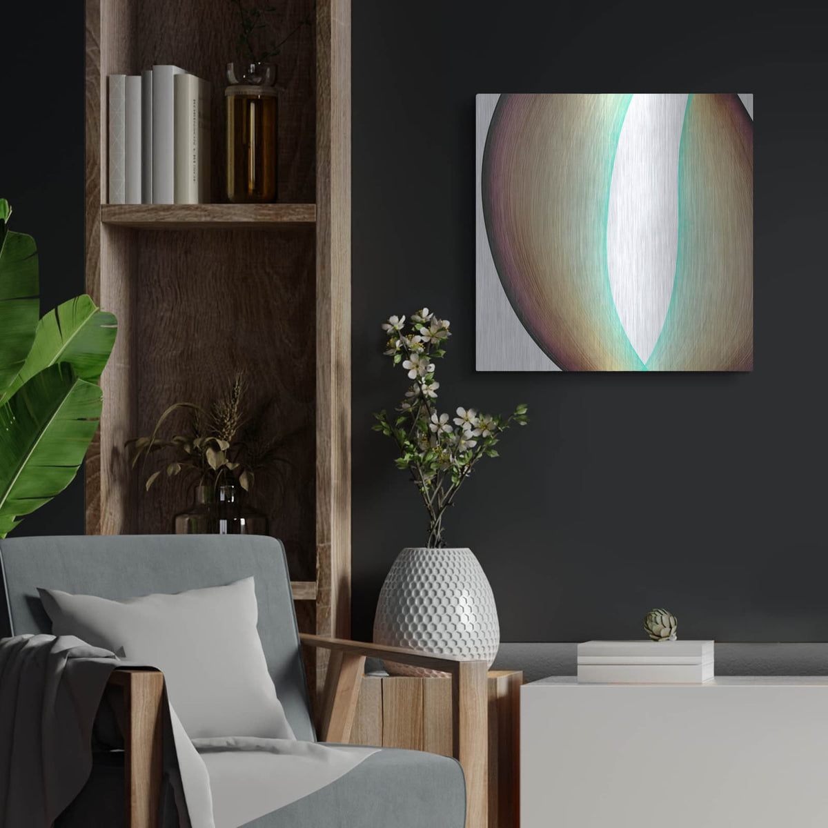 'Inner Pathways 1' by Alonzo Saunders – Metal Wall Art, 24x24 room view