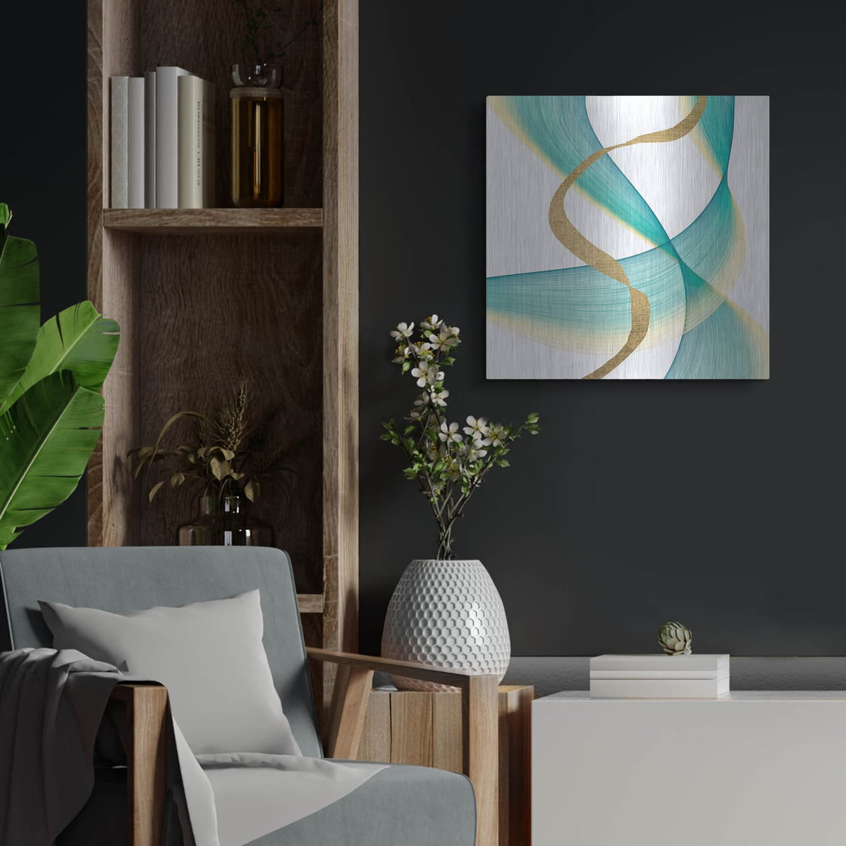 'Outer Flow 1' by Alonzo Saunders – Metal Wall Art, 24x24 room view