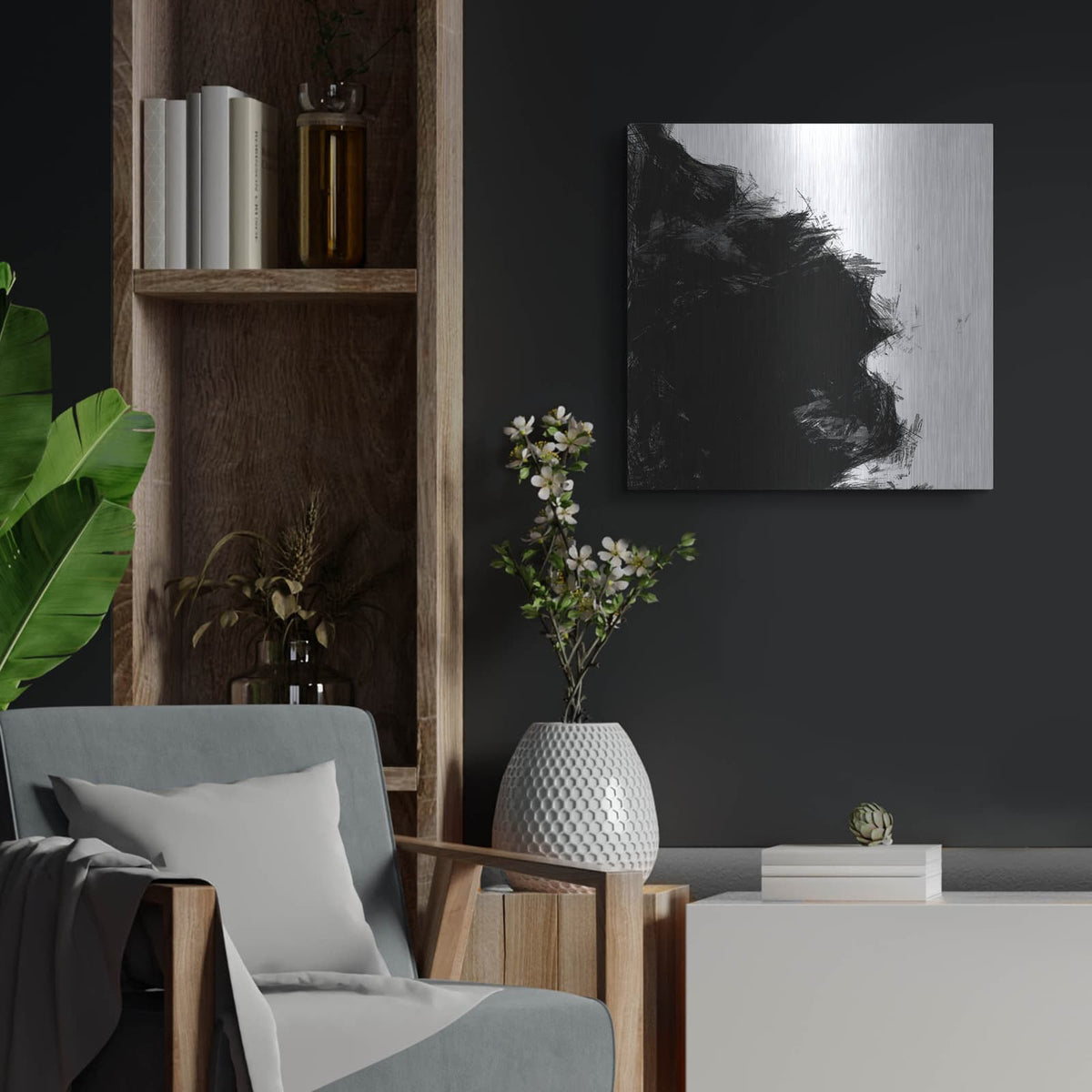 'Sketchy 2' by Alonzo Saunders – Metal Wall Art, 24x24 room view