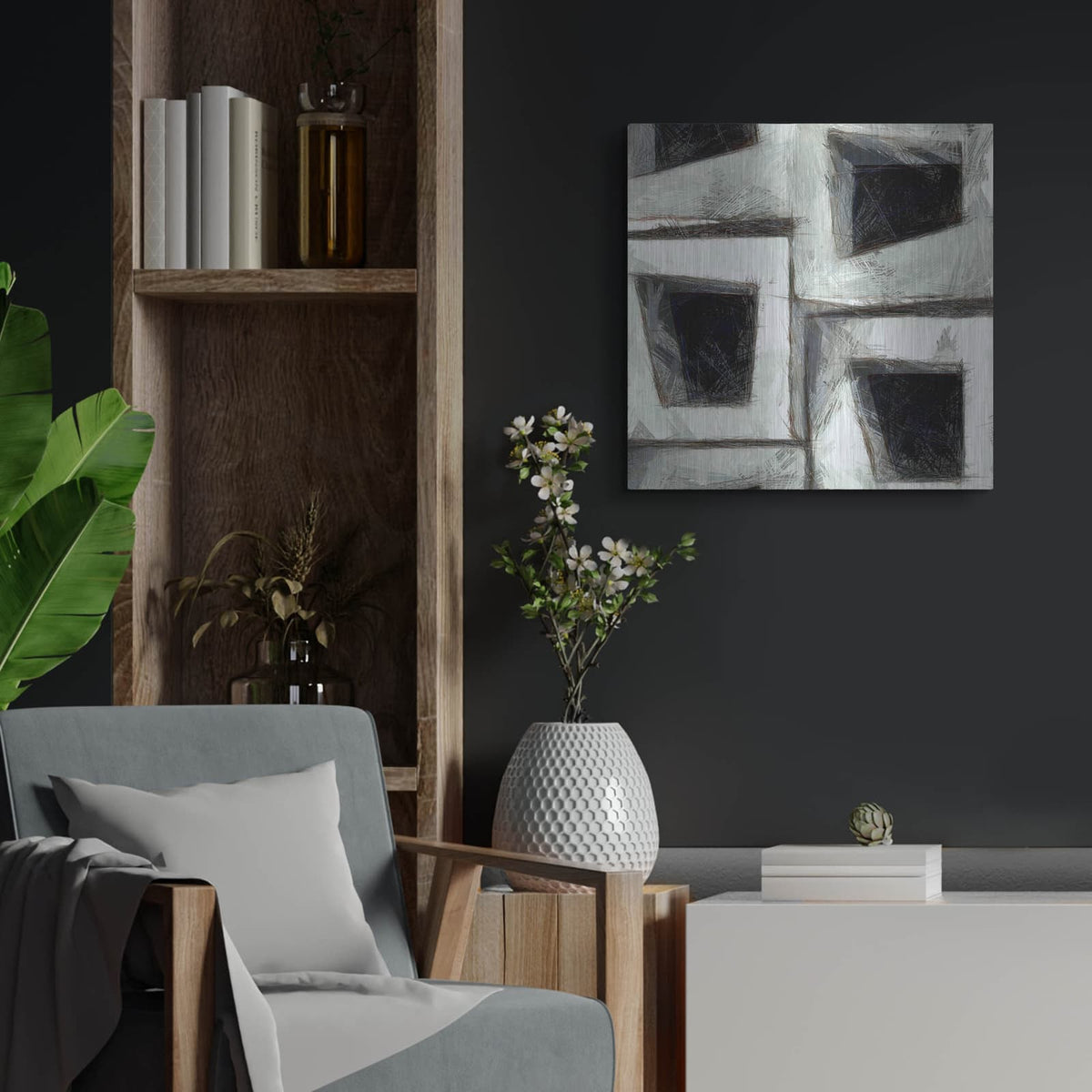 'Sketchy Blocks 2' by Alonzo Saunders – Metal Wall Art, 24x24 room view