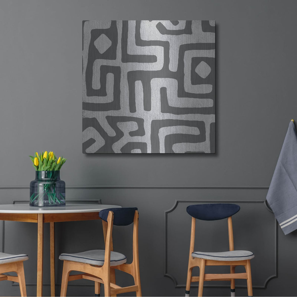 'Square Decorative Batik 5' by Alonzo Saunders – Metal Wall Art, 36x36 room view