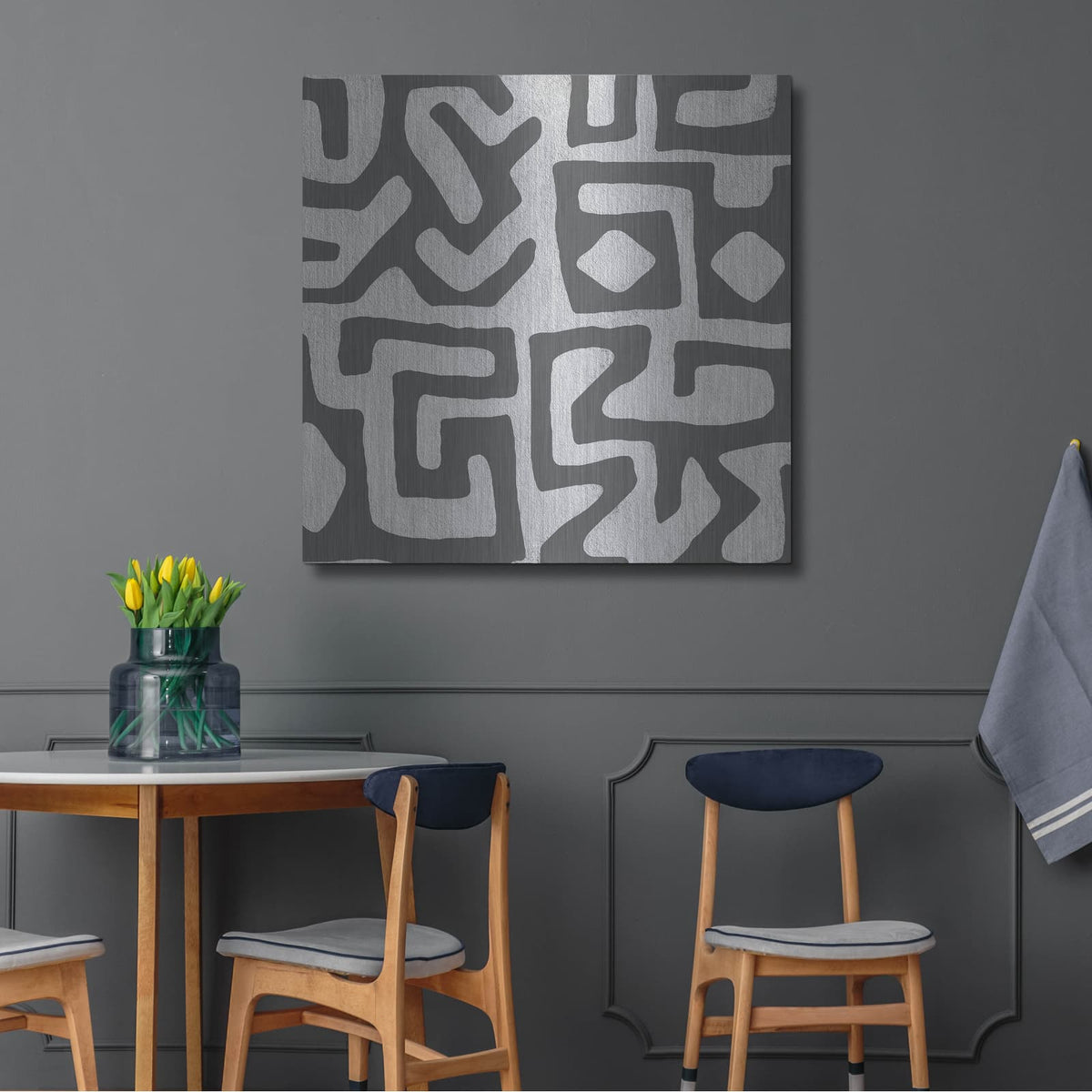 'Square Decorative Batik 6' by Alonzo Saunders – Metal Wall Art, 36x36 room view
