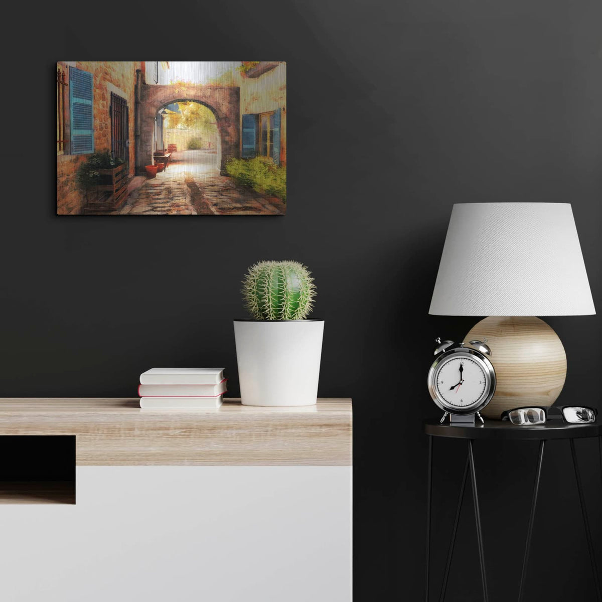 'The Village Archway' by Alonzo Saunders – Metal Wall Art, 24x16 room view