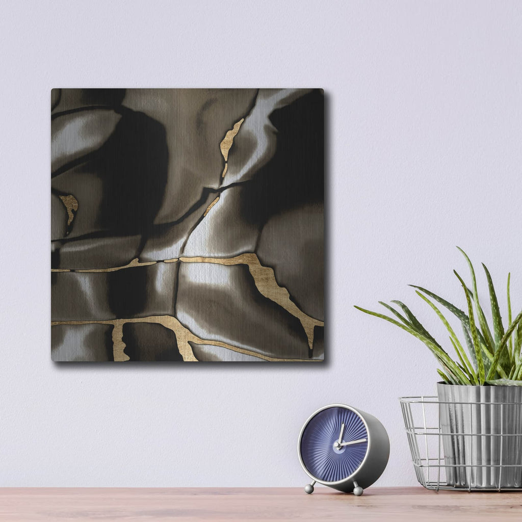 'Golden Shimmer 3' by Alonzo Saunders – Metal Wall Art, 12x12 room view